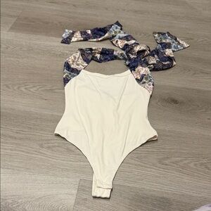 NWT Fore Floral Halter Bodysuit